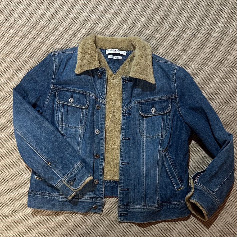 Vintage Tommy Hilfiger Denim Jacket with Faux Shearling Lining